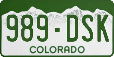 CO license plate 989DSK