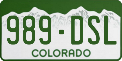 CO license plate 989DSL