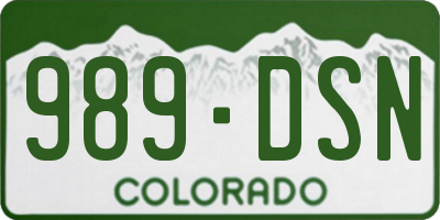 CO license plate 989DSN