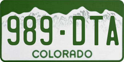 CO license plate 989DTA