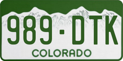CO license plate 989DTK