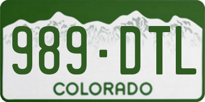 CO license plate 989DTL