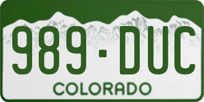 CO license plate 989DUC