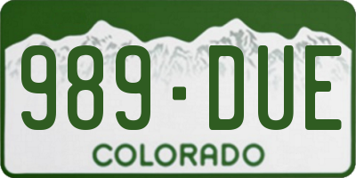 CO license plate 989DUE