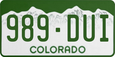 CO license plate 989DUI