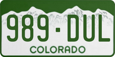 CO license plate 989DUL