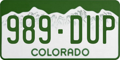 CO license plate 989DUP