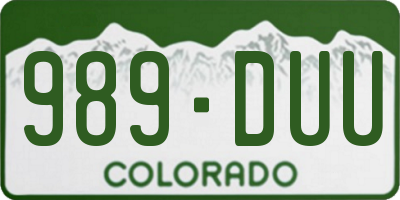 CO license plate 989DUU
