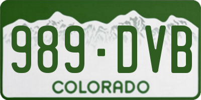 CO license plate 989DVB