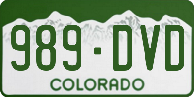 CO license plate 989DVD