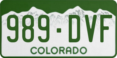 CO license plate 989DVF
