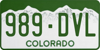 CO license plate 989DVL