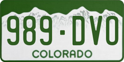 CO license plate 989DVO
