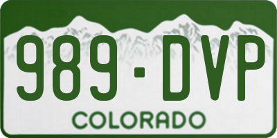 CO license plate 989DVP