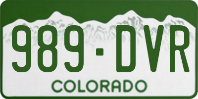 CO license plate 989DVR