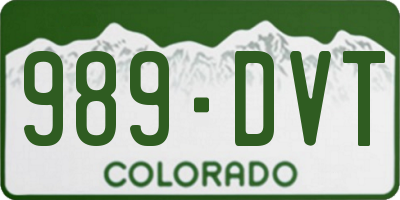 CO license plate 989DVT