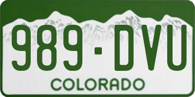 CO license plate 989DVU