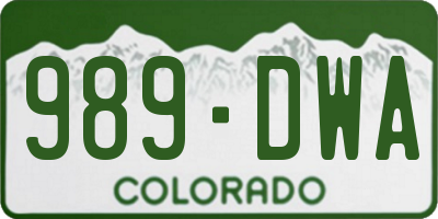 CO license plate 989DWA