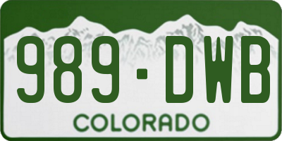 CO license plate 989DWB