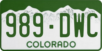 CO license plate 989DWC