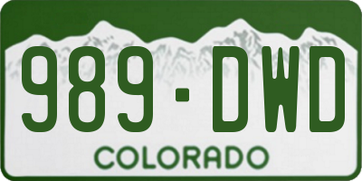 CO license plate 989DWD