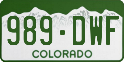 CO license plate 989DWF