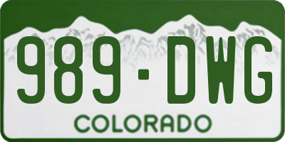CO license plate 989DWG