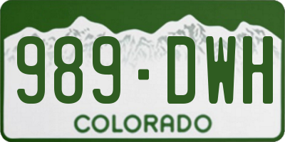 CO license plate 989DWH