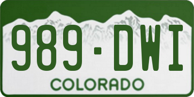 CO license plate 989DWI