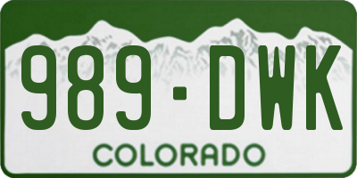 CO license plate 989DWK