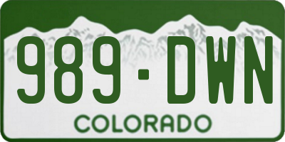 CO license plate 989DWN