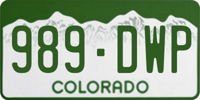 CO license plate 989DWP