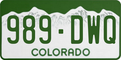 CO license plate 989DWQ