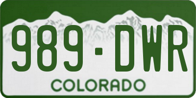 CO license plate 989DWR