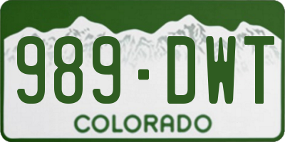 CO license plate 989DWT