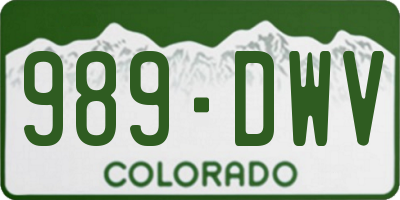 CO license plate 989DWV