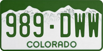 CO license plate 989DWW