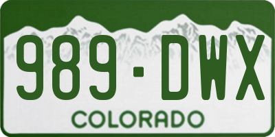 CO license plate 989DWX