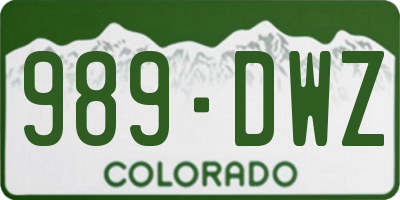 CO license plate 989DWZ