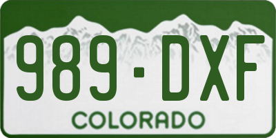 CO license plate 989DXF
