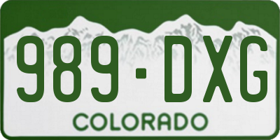 CO license plate 989DXG