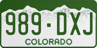 CO license plate 989DXJ