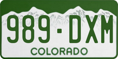 CO license plate 989DXM