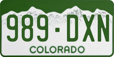 CO license plate 989DXN
