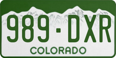 CO license plate 989DXR