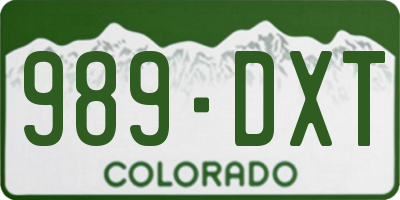 CO license plate 989DXT
