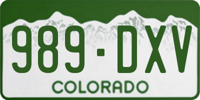 CO license plate 989DXV