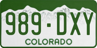 CO license plate 989DXY