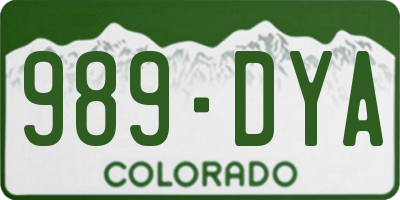 CO license plate 989DYA