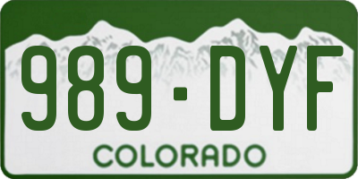 CO license plate 989DYF